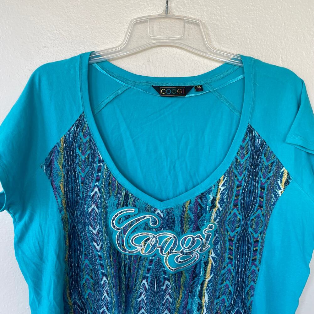 Coogi Aqua Size 2X Tee Shirt - Picture 3 of 8